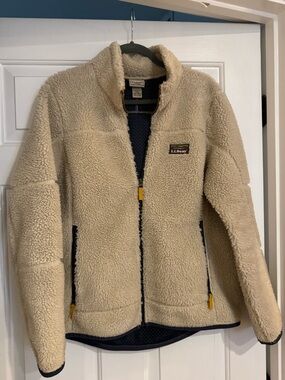 L.L.Bean Mountain Pile Cream Sherpa Fleece Jacket Large